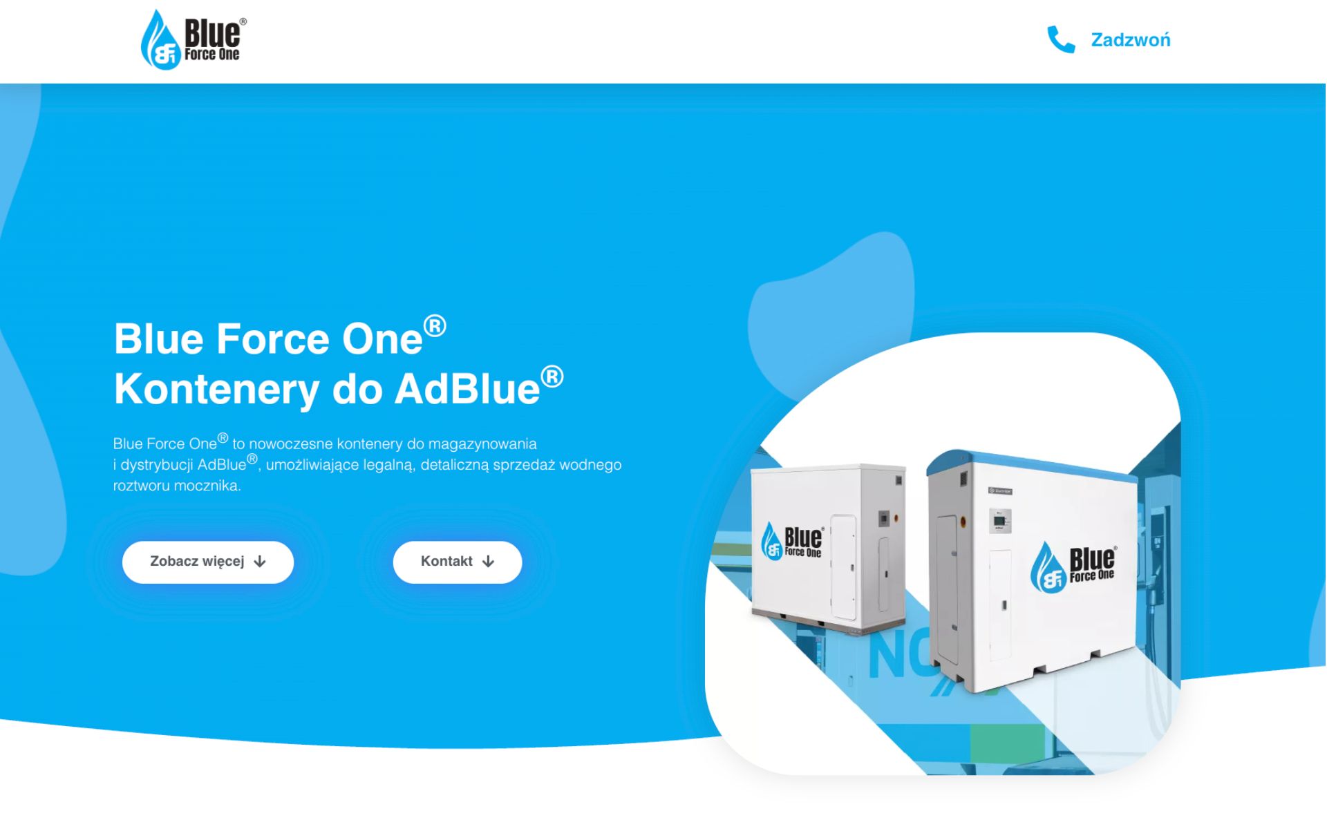 Swimmer – landing page dla produktów typu zbiorniki przemysłowe