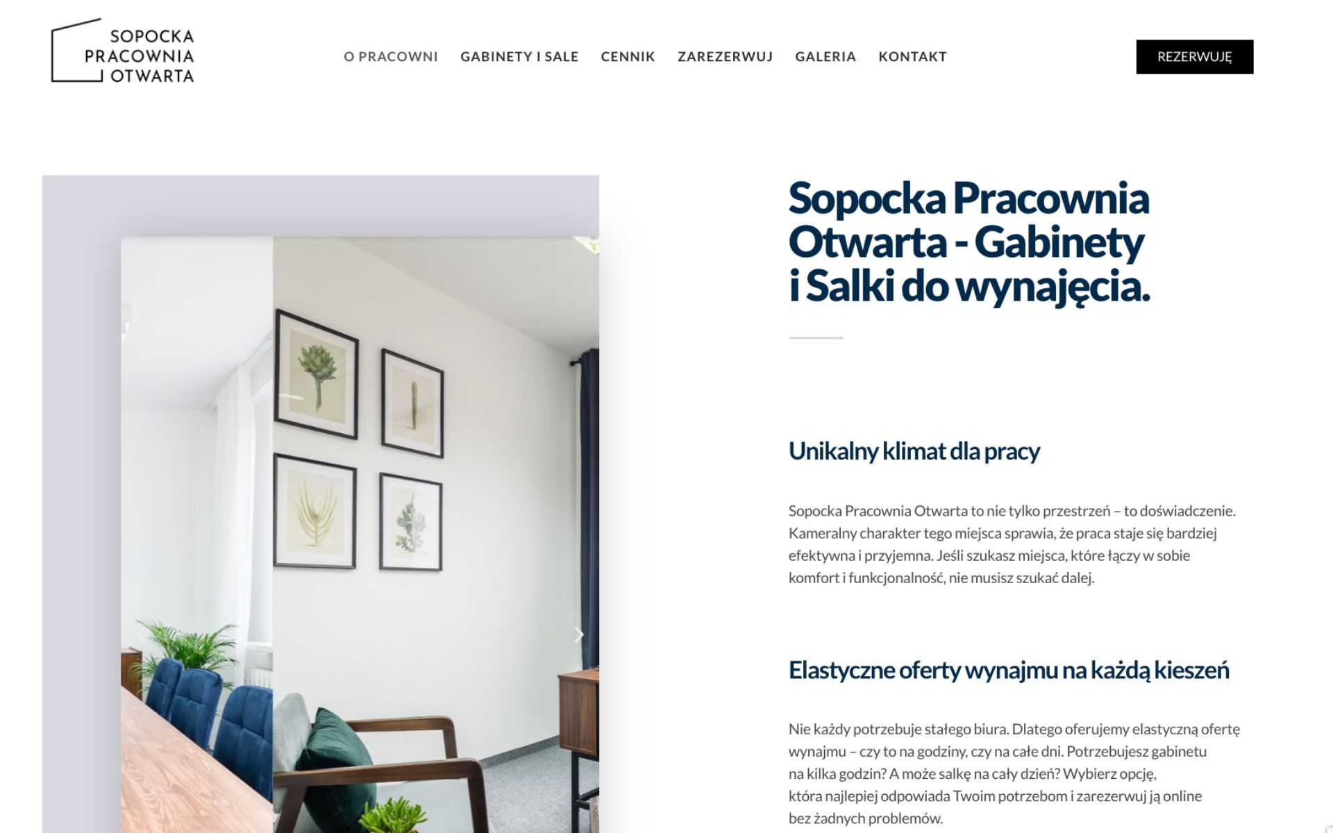 Sopocka Pracownia Otwarta – strona firmowa dla coworkingu