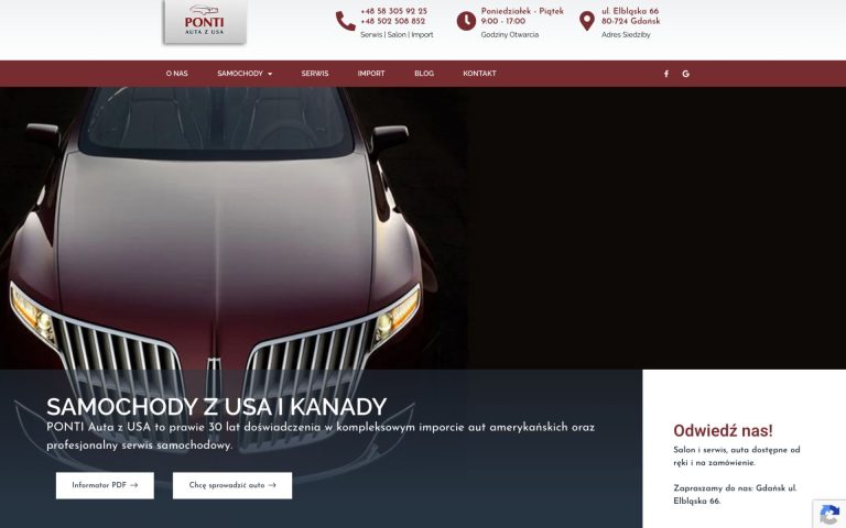 Ponti Auta z USA – strona i katalog pojazdów dla importera