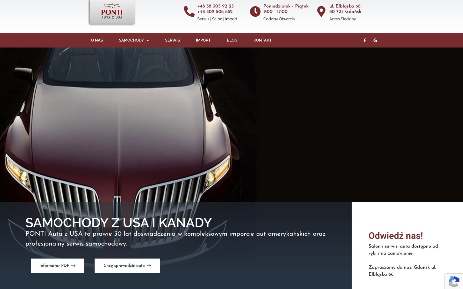 Ponti Auta z USA – strona i katalog pojazdów dla importera