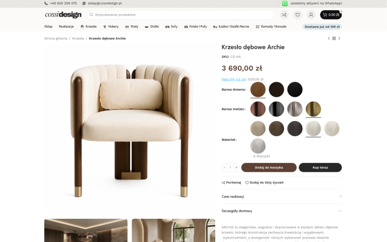Cossi Design – Sklep z konfiguratorem produktów
